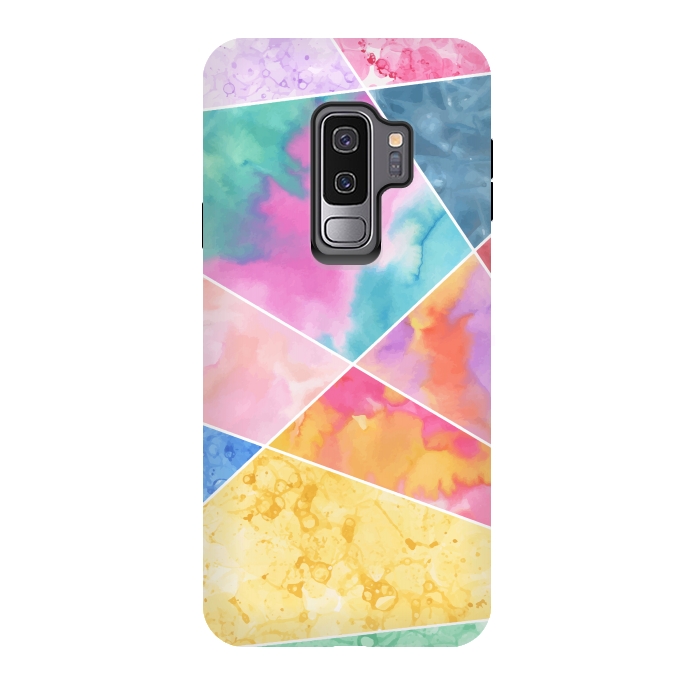 Galaxy S9 plus StrongFit Watercolor Geometric by Creativeaxle
