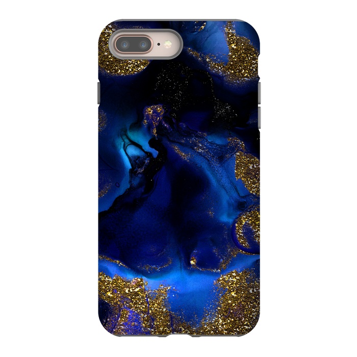 iPhone 7 plus StrongFit Indigo Blue and Gold Glitter Marble by  Utart