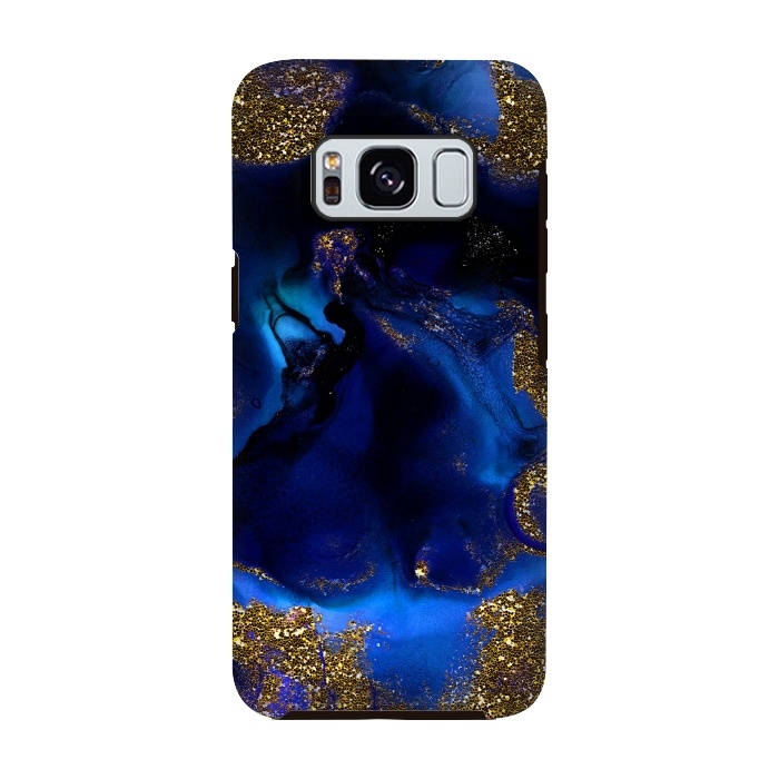 Galaxy S8 StrongFit Indigo Blue and Gold Glitter Marble by  Utart