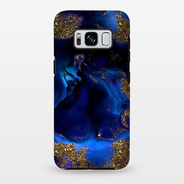 Galaxy S8 plus StrongFit Indigo Blue and Gold Glitter Marble by  Utart