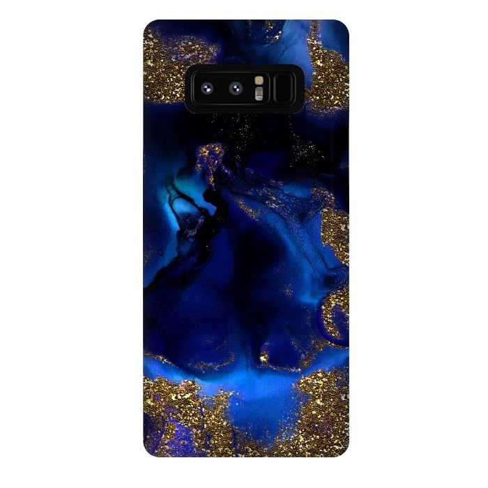 Galaxy Note 8 StrongFit Indigo Blue and Gold Glitter Marble by  Utart