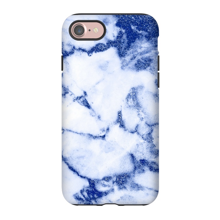 iPhone 7 StrongFit Blue Veined Glitter Marble by  Utart