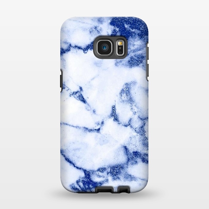 Galaxy S7 EDGE StrongFit Blue Veined Glitter Marble by  Utart