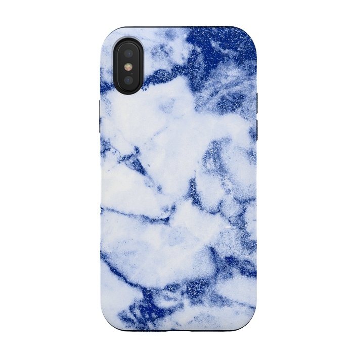 iPhone Xs / X StrongFit Blue Veined Glitter Marble by  Utart