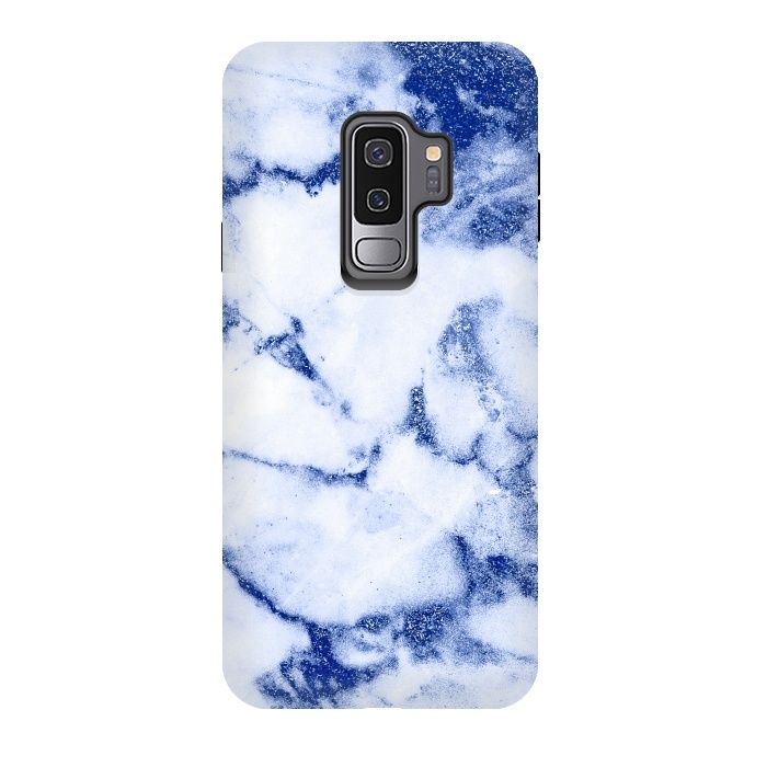 Galaxy S9 plus StrongFit Blue Veined Glitter Marble by  Utart