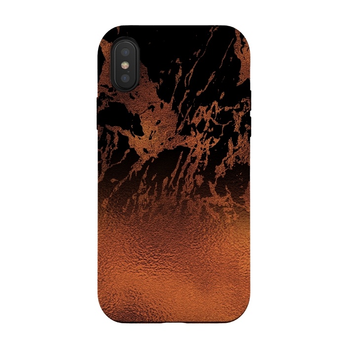 iPhone Xs / X StrongFit Copper Gold and Black Marble  by  Utart