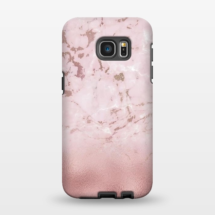 Galaxy S7 EDGE StrongFit Rose Gold Glitter Marble Blush by  Utart
