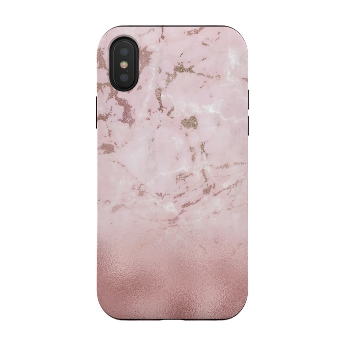 iPhone Xs / X StrongFit Rose Gold Glitter Marble Blush by  Utart