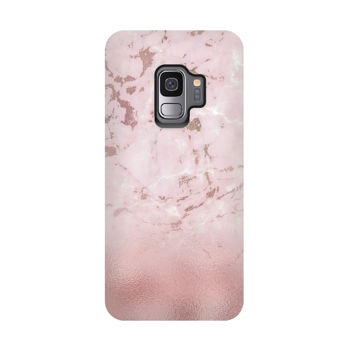 Galaxy S9 StrongFit Rose Gold Glitter Marble Blush by  Utart