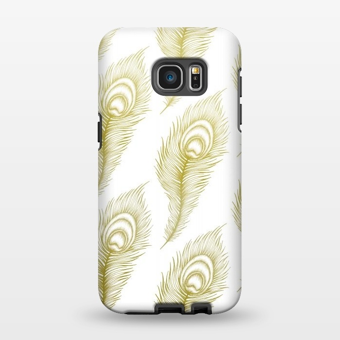 Galaxy S7 EDGE StrongFit Peacock Feathers by Barlena