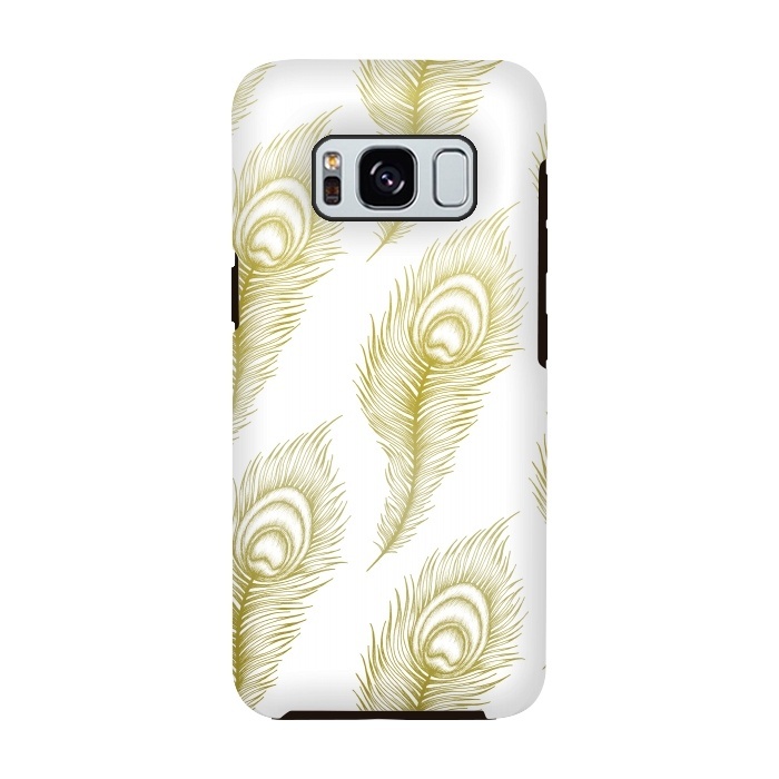 Galaxy S8 StrongFit Peacock Feathers by Barlena