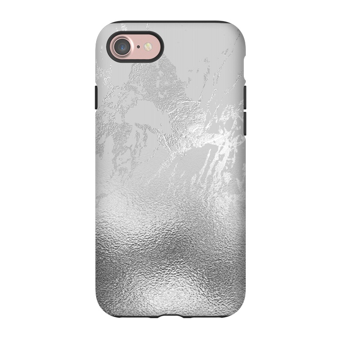 iPhone 7 StrongFit Silver Marble and Glitter Foil by  Utart