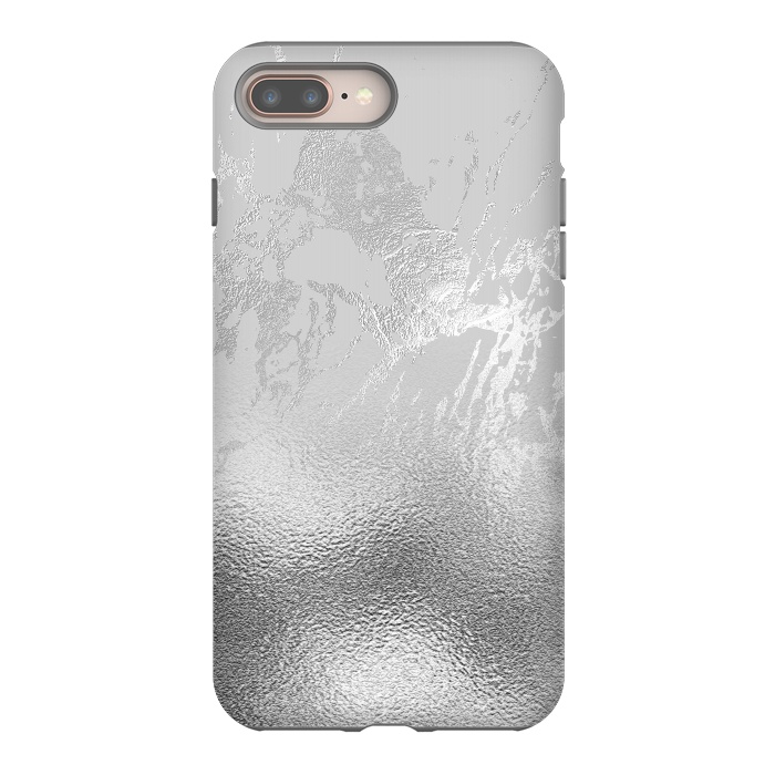 iPhone 7 plus StrongFit Silver Marble and Glitter Foil by  Utart