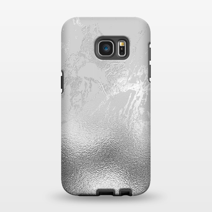 Galaxy S7 EDGE StrongFit Silver Marble and Glitter Foil by  Utart