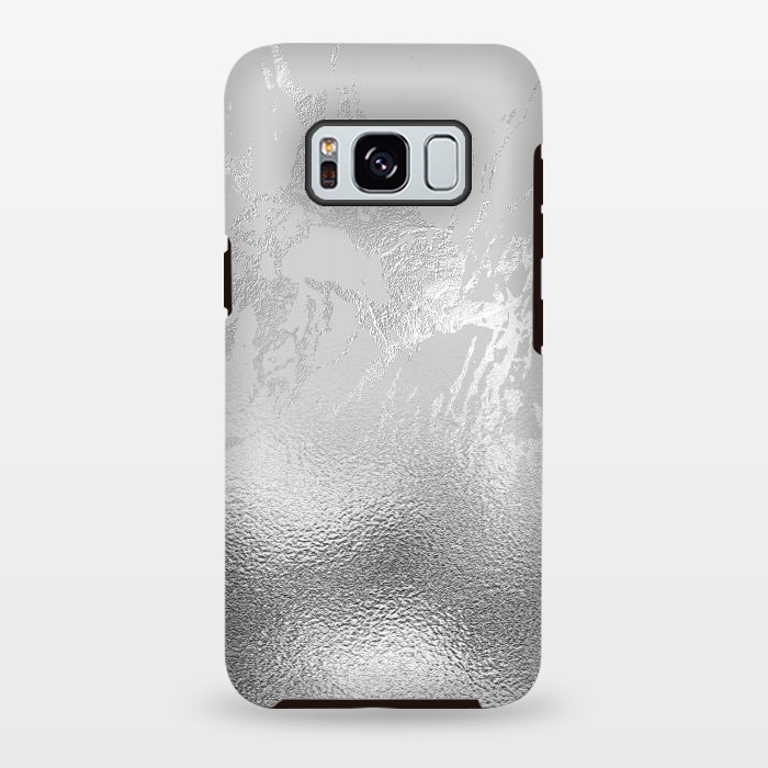 Galaxy S8 plus StrongFit Silver Marble and Glitter Foil by  Utart