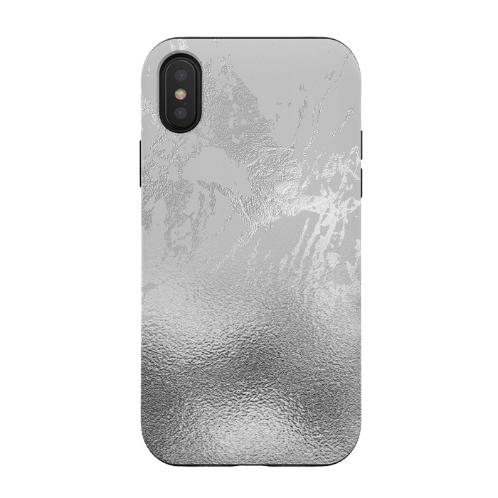 iPhone Xs / X StrongFit Silver Marble and Glitter Foil by  Utart
