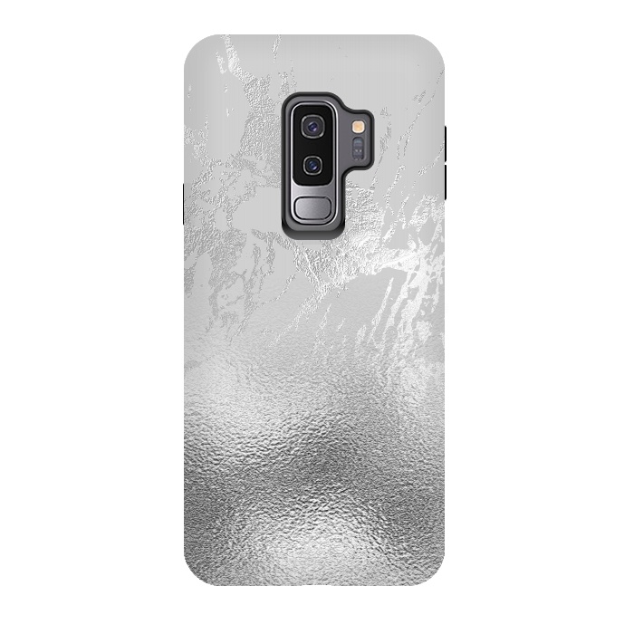 Galaxy S9 plus StrongFit Silver Marble and Glitter Foil by  Utart
