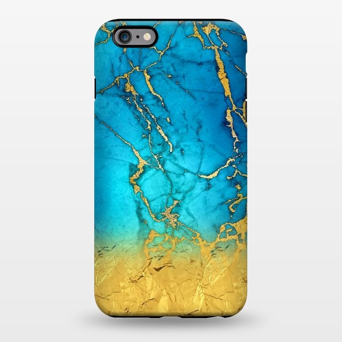 iPhone 6/6s plus StrongFit Sea Blue and Sun Gold Marble and Glitter by  Utart