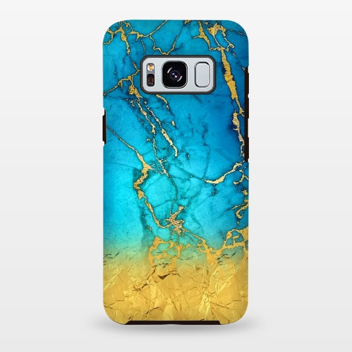 Galaxy S8 plus StrongFit Sea Blue and Sun Gold Marble and Glitter by  Utart