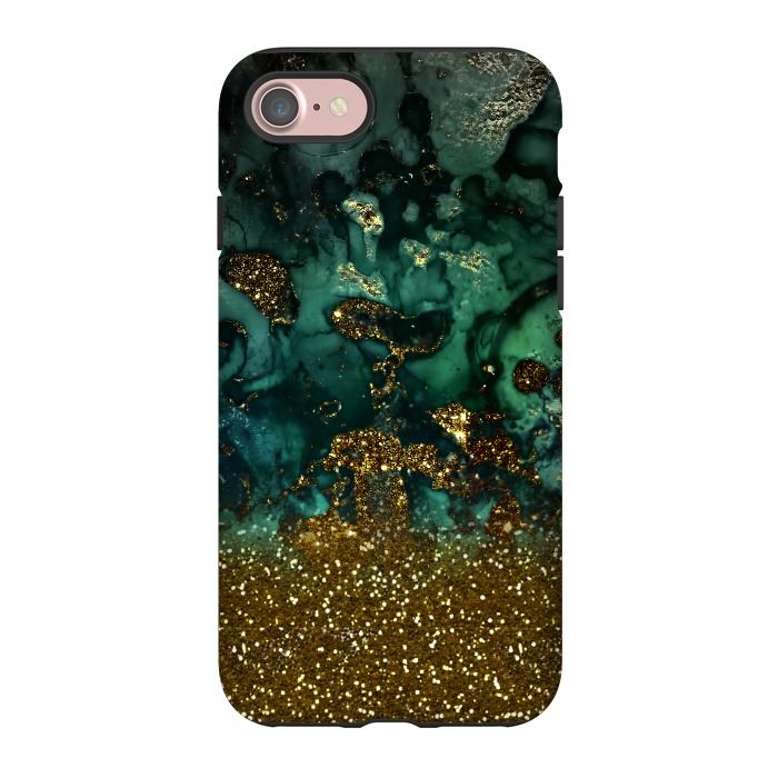iPhone 7 StrongFit Green Malachite Marble and Gold Glitter by  Utart
