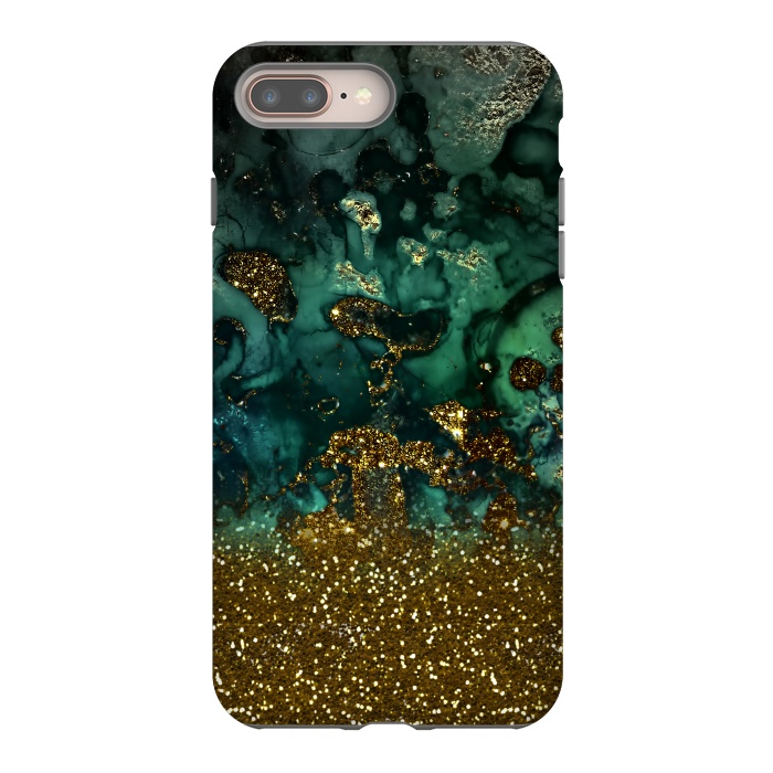 iPhone 7 plus StrongFit Green Malachite Marble and Gold Glitter by  Utart