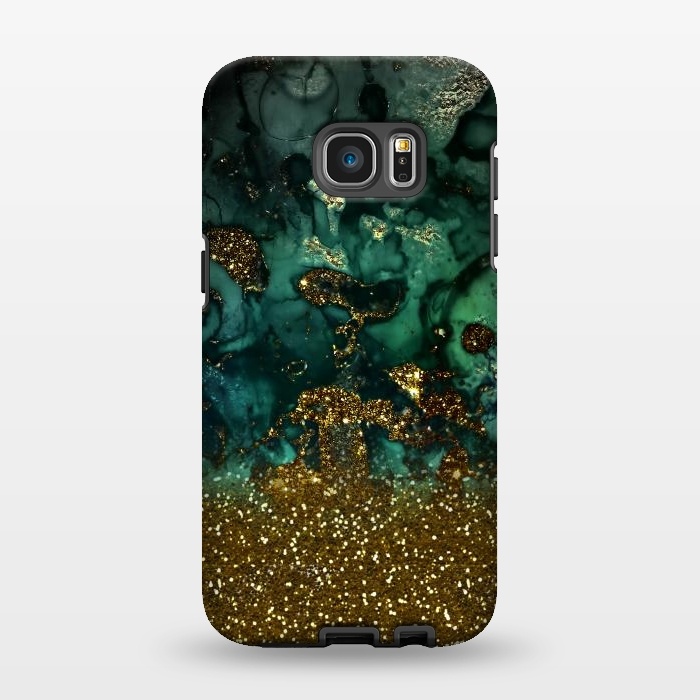 Galaxy S7 EDGE StrongFit Green Malachite Marble and Gold Glitter by  Utart