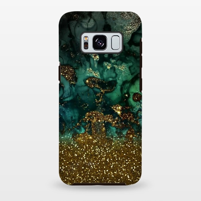 Galaxy S8 plus StrongFit Green Malachite Marble and Gold Glitter by  Utart