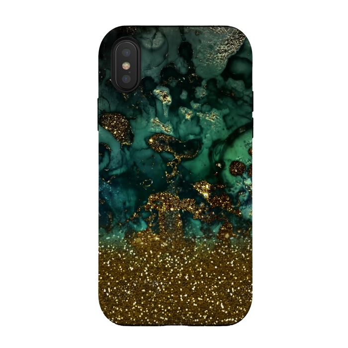 iPhone Xs / X StrongFit Green Malachite Marble and Gold Glitter by  Utart