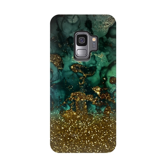 Galaxy S9 StrongFit Green Malachite Marble and Gold Glitter by  Utart