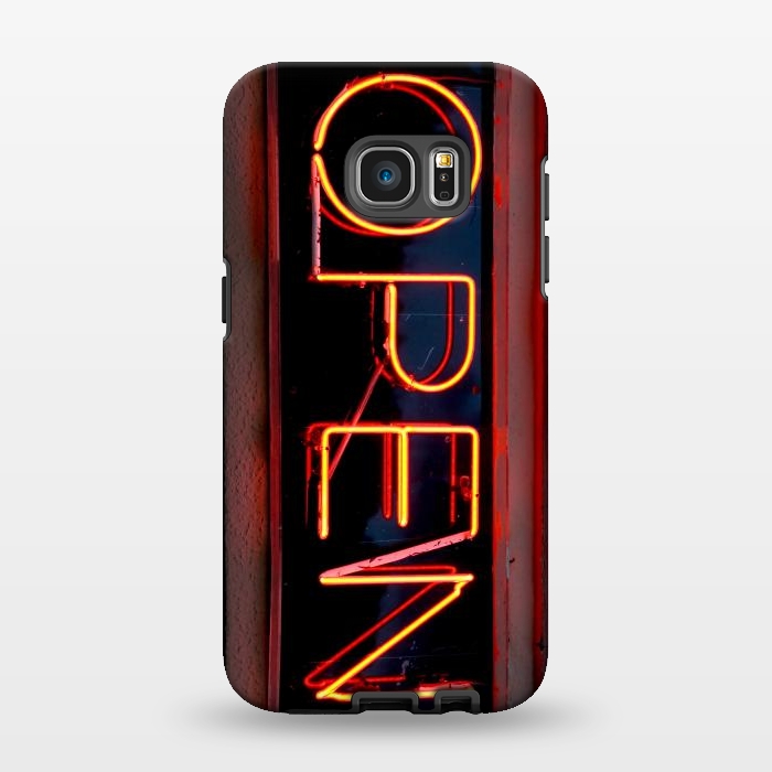 Galaxy S7 EDGE StrongFit Neon Sign Word Open by Andrea Haase