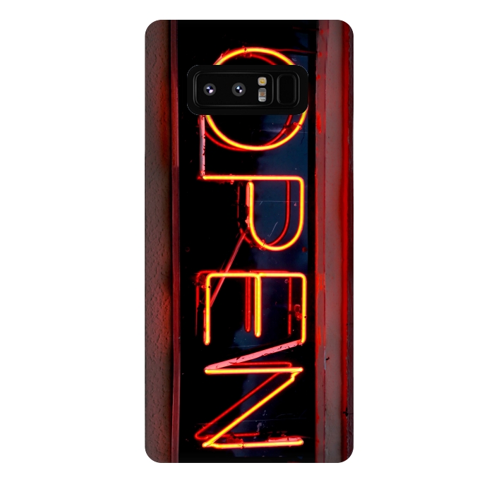 Galaxy Note 8 StrongFit Neon Sign Word Open by Andrea Haase