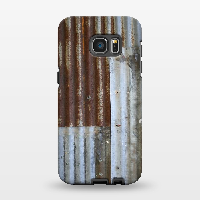 Galaxy S7 EDGE StrongFit Rusty Corrugated Metal Patches 2 by Andrea Haase