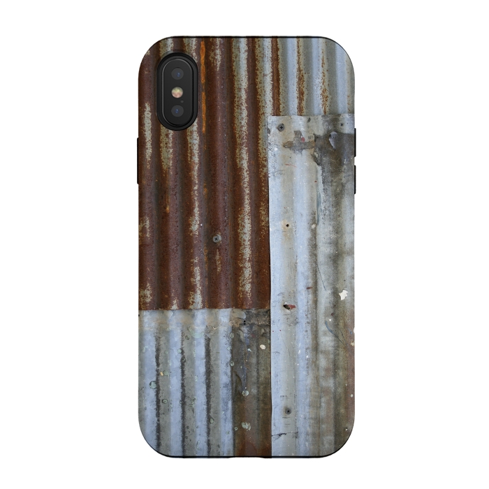 iPhone Xs / X StrongFit Rusty Corrugated Metal Patches 2 by Andrea Haase
