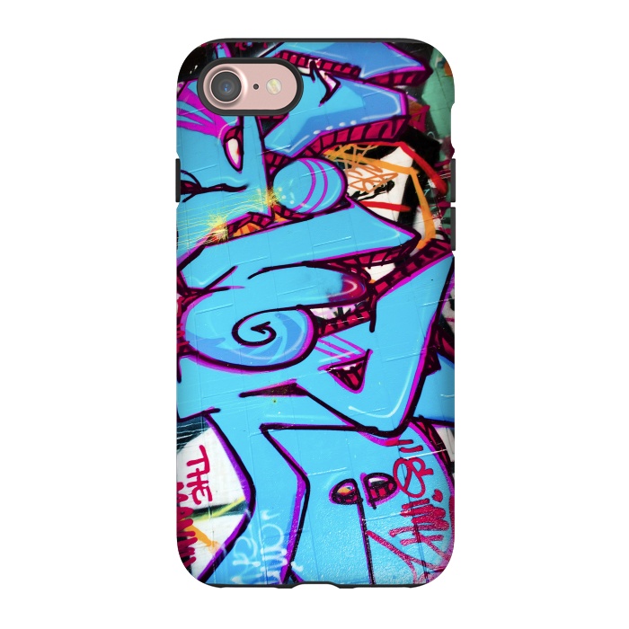 iPhone 7 StrongFit Blue Graffiti Tag by Andrea Haase