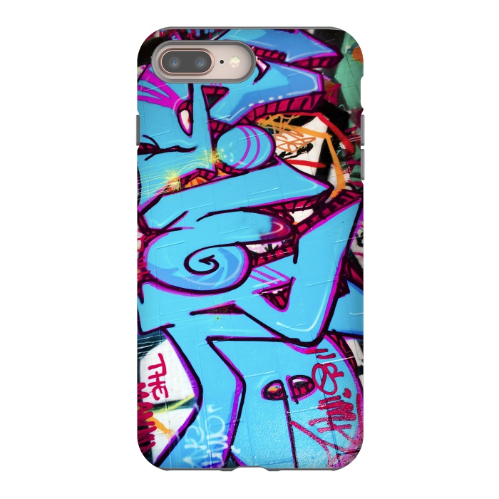 iPhone 7 plus StrongFit Blue Graffiti Tag by Andrea Haase