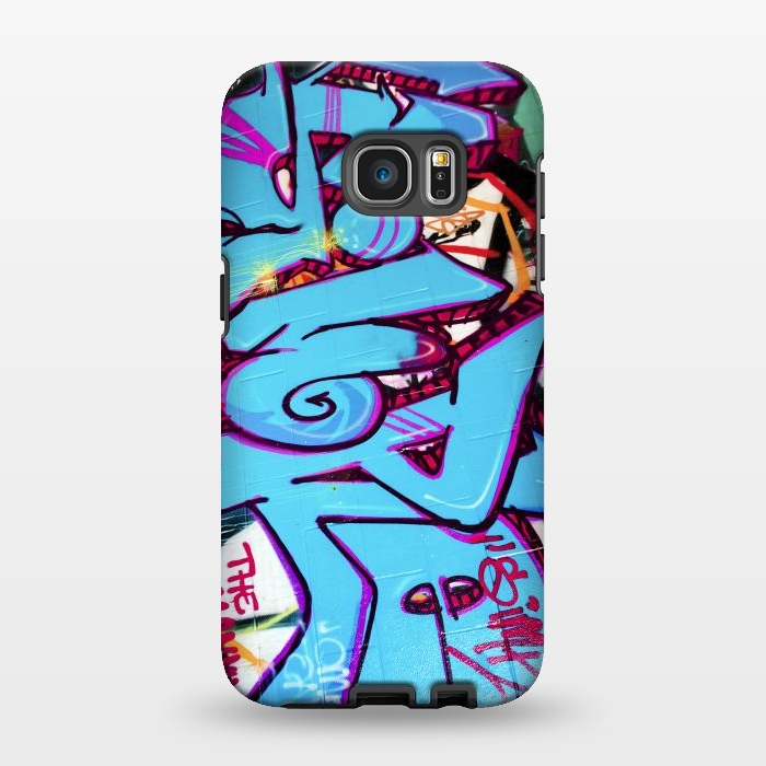 Galaxy S7 EDGE StrongFit Blue Graffiti Tag by Andrea Haase