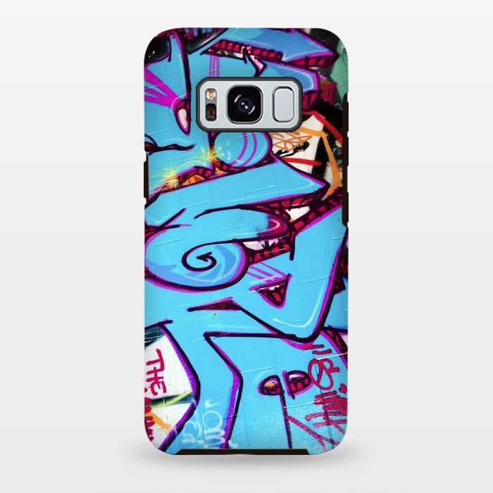Galaxy S8 plus StrongFit Blue Graffiti Tag by Andrea Haase