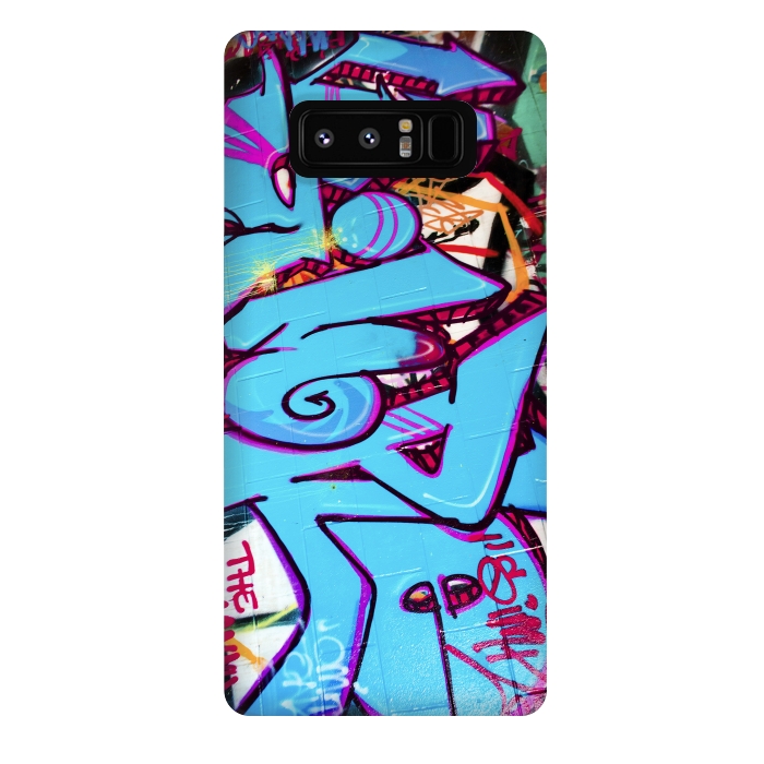 Galaxy Note 8 StrongFit Blue Graffiti Tag by Andrea Haase