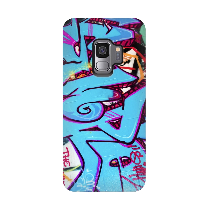 Galaxy S9 StrongFit Blue Graffiti Tag by Andrea Haase