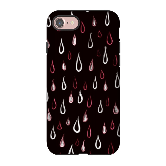 iPhone 7 StrongFit Dark White And Red Raindrops Pattern by Boriana Giormova