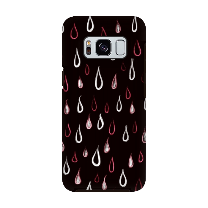 Galaxy S8 StrongFit Dark White And Red Raindrops Pattern by Boriana Giormova