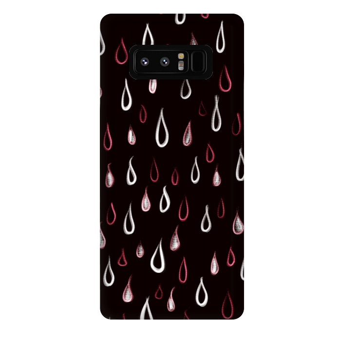 Galaxy Note 8 StrongFit Dark White And Red Raindrops Pattern by Boriana Giormova