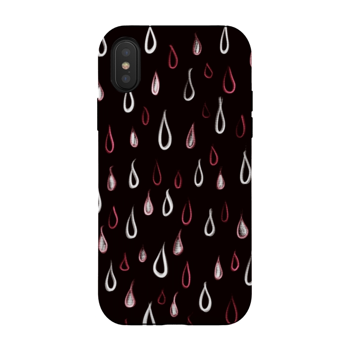 iPhone Xs / X StrongFit Dark White And Red Raindrops Pattern by Boriana Giormova