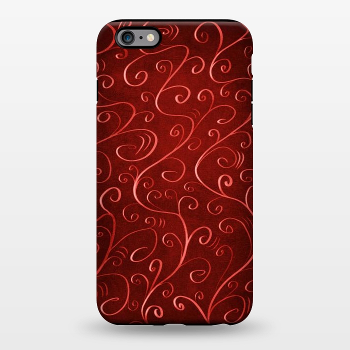 iPhone 6/6s plus StrongFit Whimsical Elegant Textured Red Swirl Pattern by Boriana Giormova