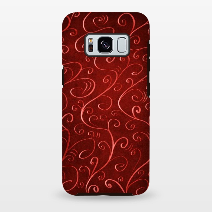 Galaxy S8 plus StrongFit Whimsical Elegant Textured Red Swirl Pattern by Boriana Giormova