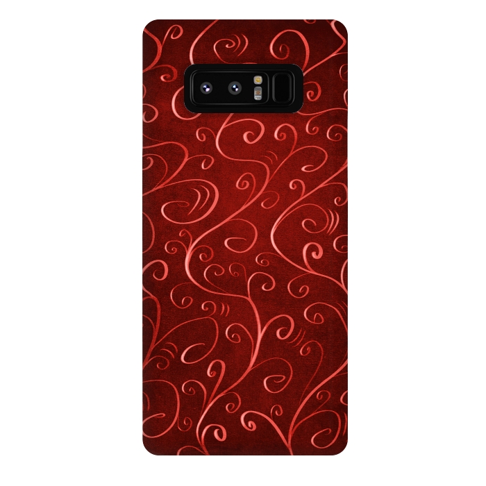 Galaxy Note 8 StrongFit Whimsical Elegant Textured Red Swirl Pattern by Boriana Giormova