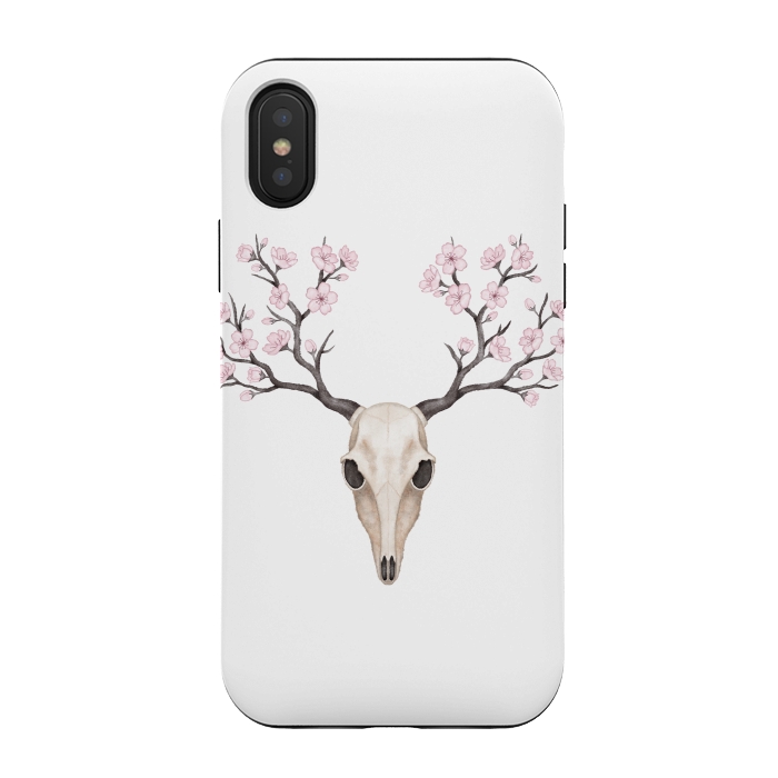 iPhone Xs / X StrongFit Blooming deer skull by Laura Nagel
