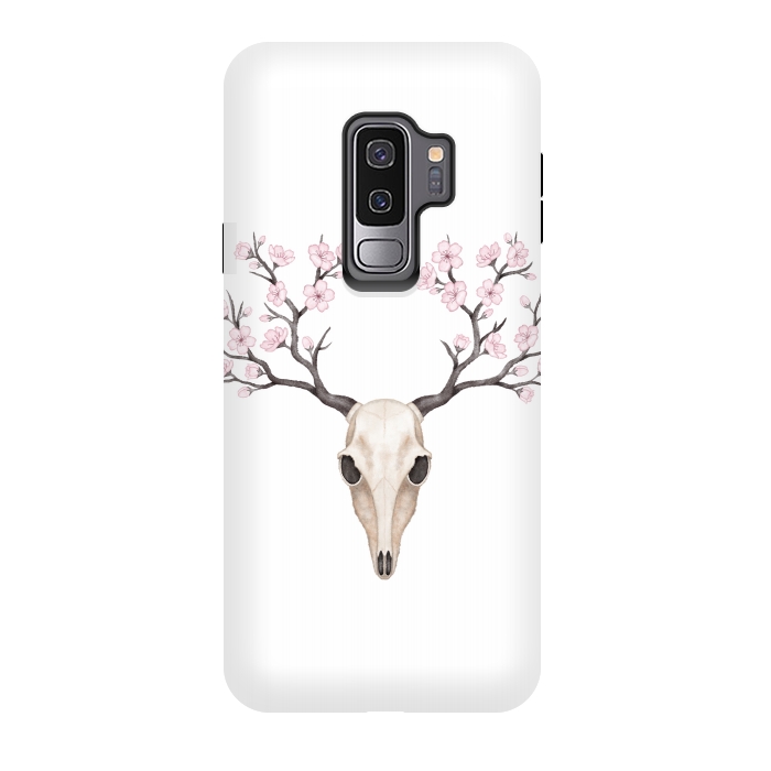 Galaxy S9 plus StrongFit Blooming deer skull by Laura Nagel