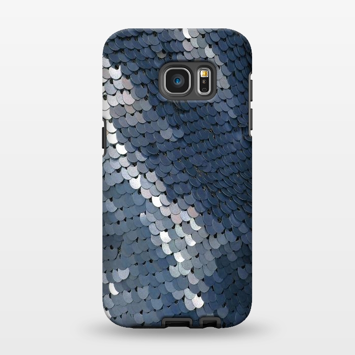 Galaxy S7 EDGE StrongFit Shiny Blue Gray Sequins by Andrea Haase
