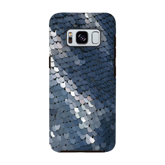 Galaxy S8 StrongFit Shiny Blue Gray Sequins by Andrea Haase
